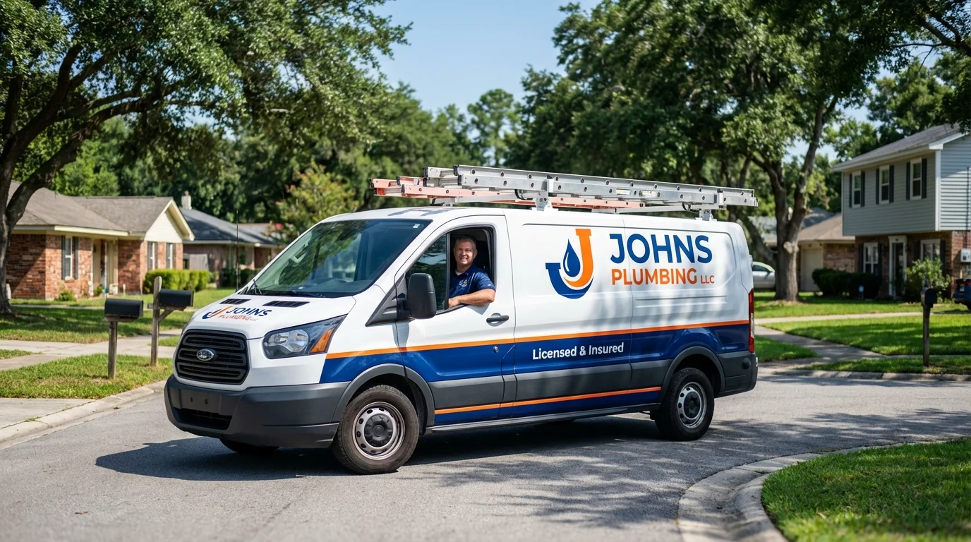 Johns Plumbing LLC service van in Mont Vernon, NH