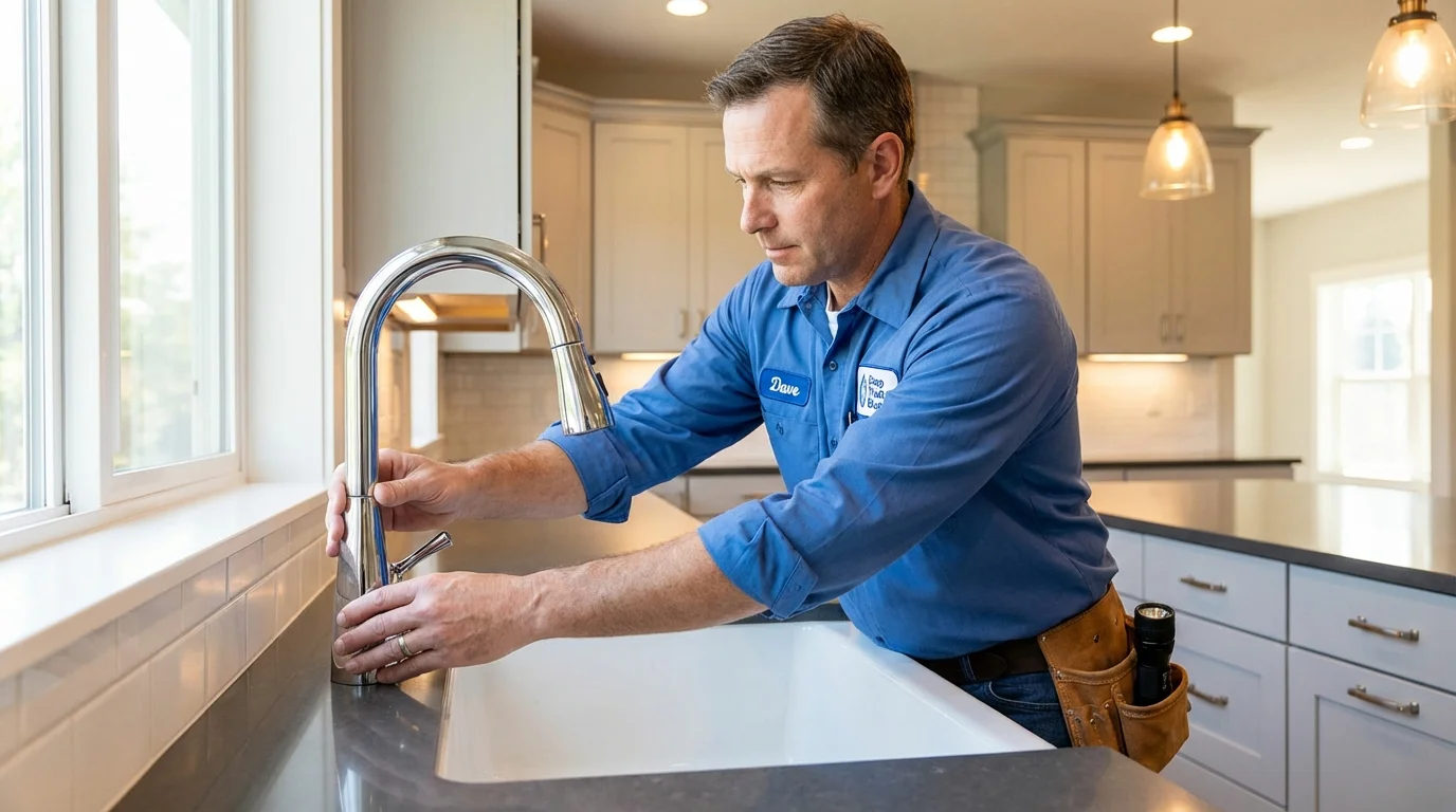 Kitchen faucet installation by Johns Plumbing LLC in Mont Vernon