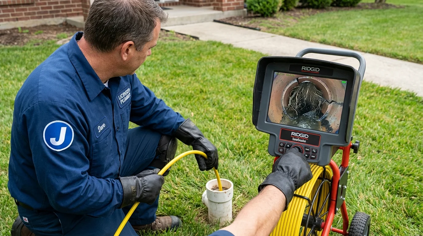 Sewer camera inspection being performed by Johns Plumbing LLC in Mont Vernon